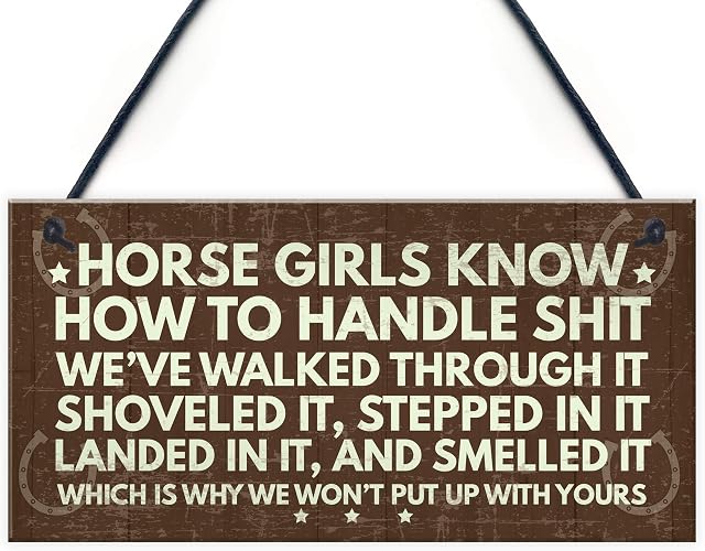RED OCEAN Horse Signs Funny Hanging Plaque Horse Signs For Bedroom Signs About Horses Keepsake Gift