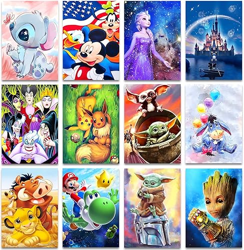 FFPTBNYX Paquete de 12 kits de pintura de diamantes para adultos, kit de arte de diamantes 5D DIY con diamantes redondos de taladro completo para