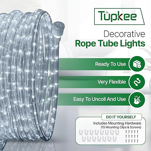 Miniatura 2 de Tupkee Luces LED de cuerda Blanco Frío - 7.3 m (24 pies), para uso en interiores y exteriores - Diámetro de 10 mm - 144 bombillas LED de vida larga