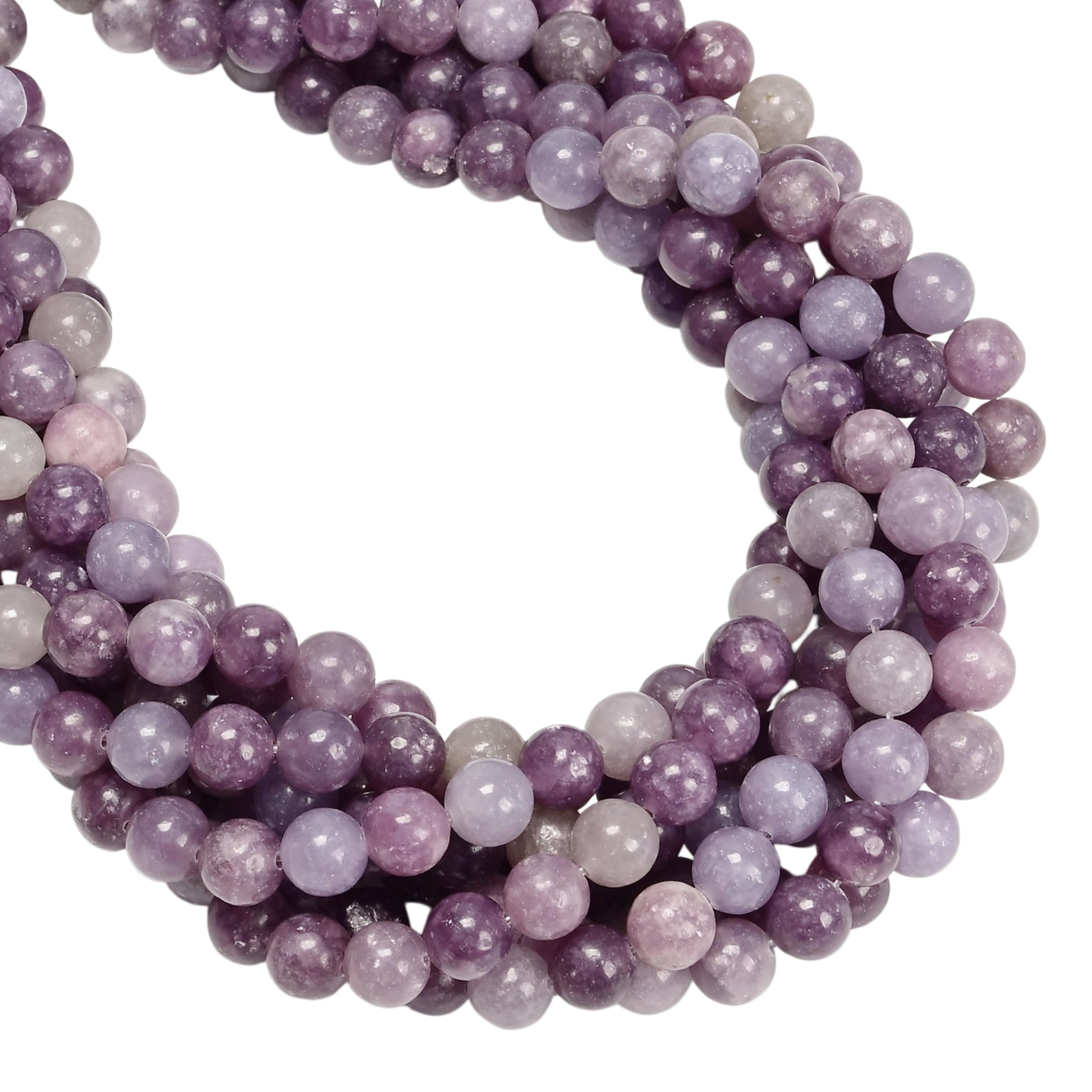 Perles en cristal lépidolite violet 6mm pour création de bijoux de lithothérapie - Lot de 120