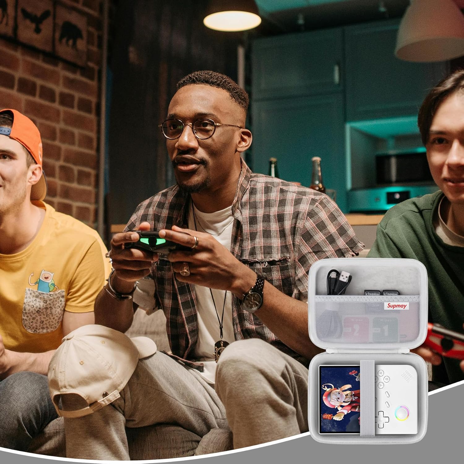 Supmay Hard Carrying Case for G350/RG35XX Pro/RG40XXV/RG405V/RG406V Retro Handheld Game Console, Retro Game Travel Storage Holder with Mesh Bag for SD Card, USB Charging Cable, User Manual, Grey - Image 7