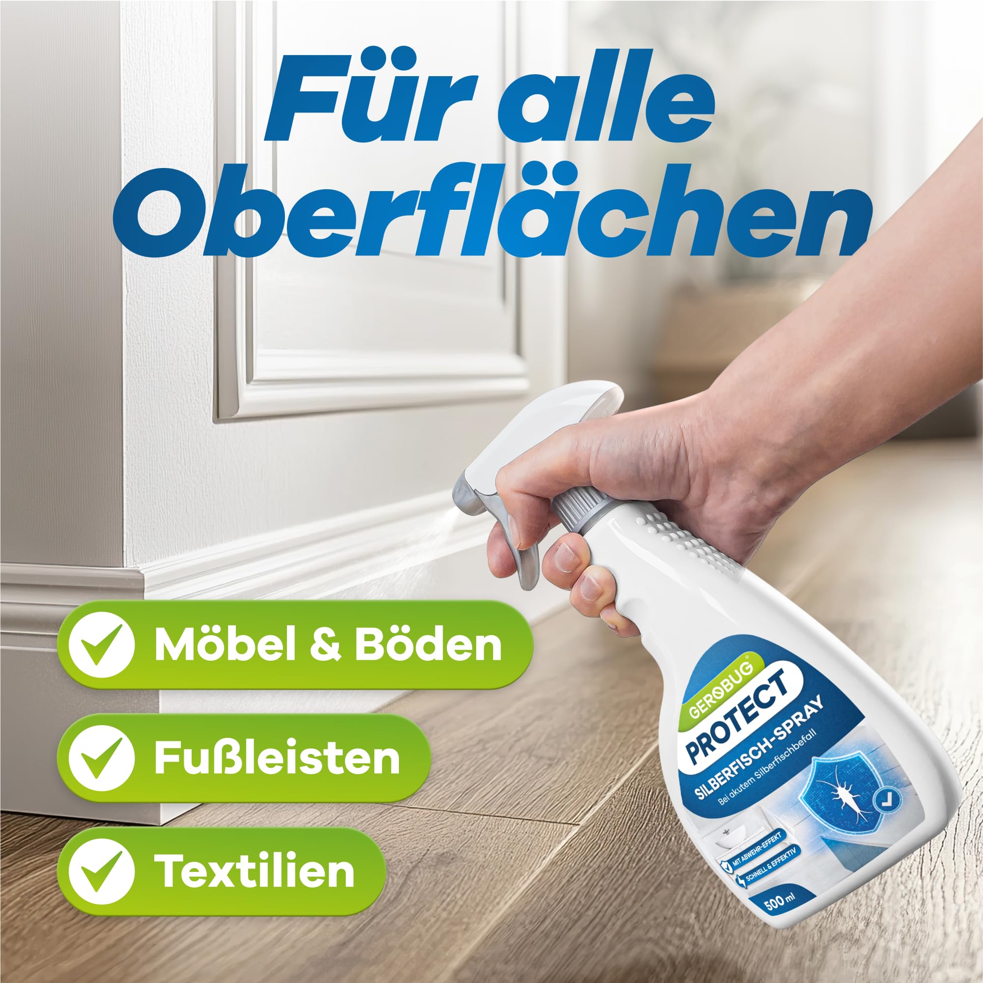 Silberfische-Spray mit Sofort-Effekt 1000 ml - Abwehr-Mittel gegen Silberfische & Papierfische, Alternative zu Silberfisch-Köderdose & Silberfischfalle, mit blumigen Zitrusduft