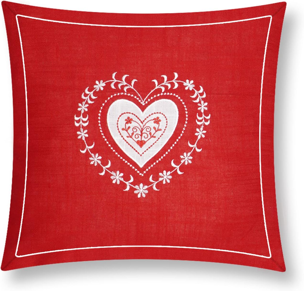 Dolcal Throw Pillow Covers Soft,DecorativeThrowPillows forCouch,Square Pillow Covers Farmhouse (Red)