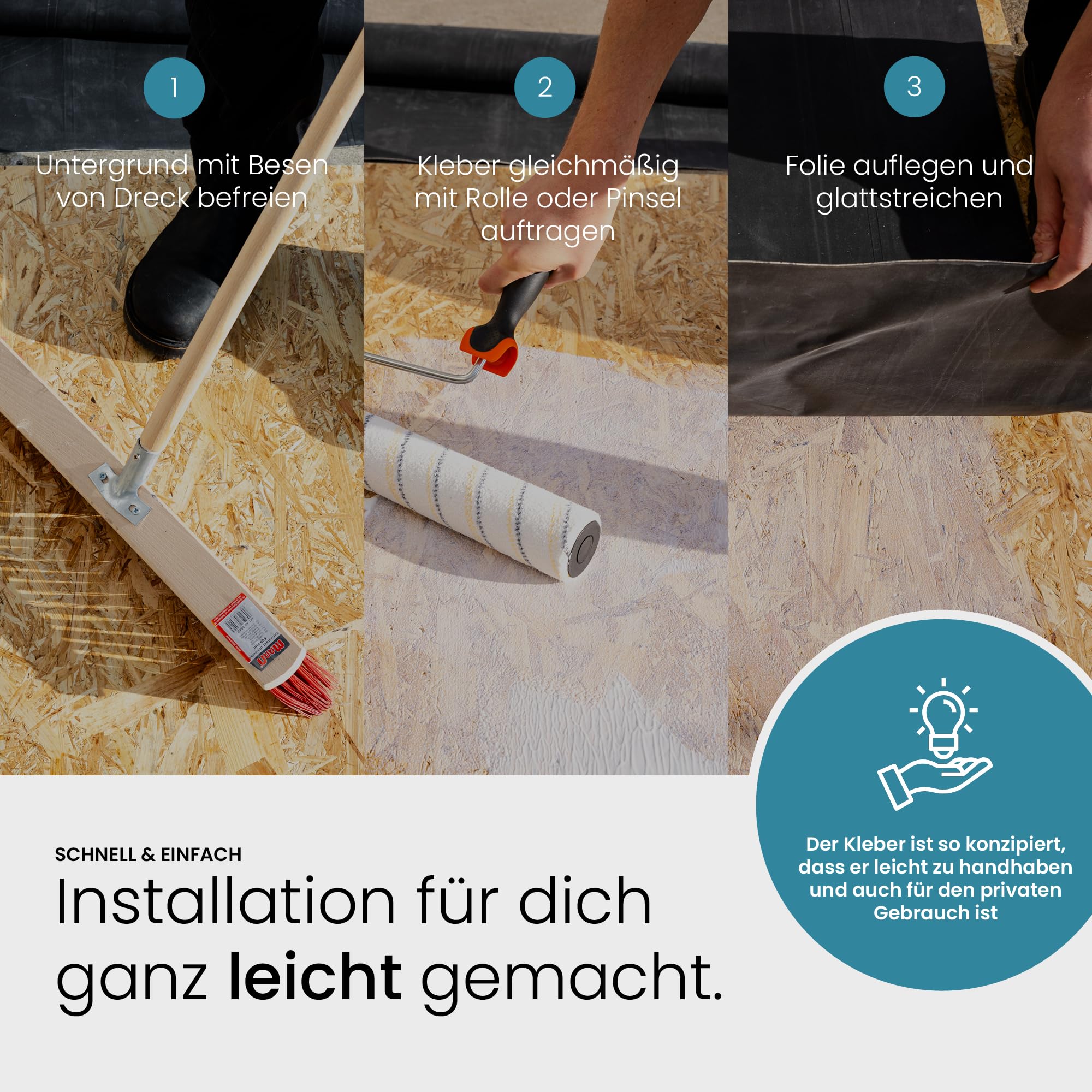 WB46 EPDM Kleber - 5 Liter für bis zu 30m² / Lösungsmittelfrei & wasserbasiert/EPDM Flächenkleber ideal für Holz & Beton Untergründe/EPDM Folienkleber