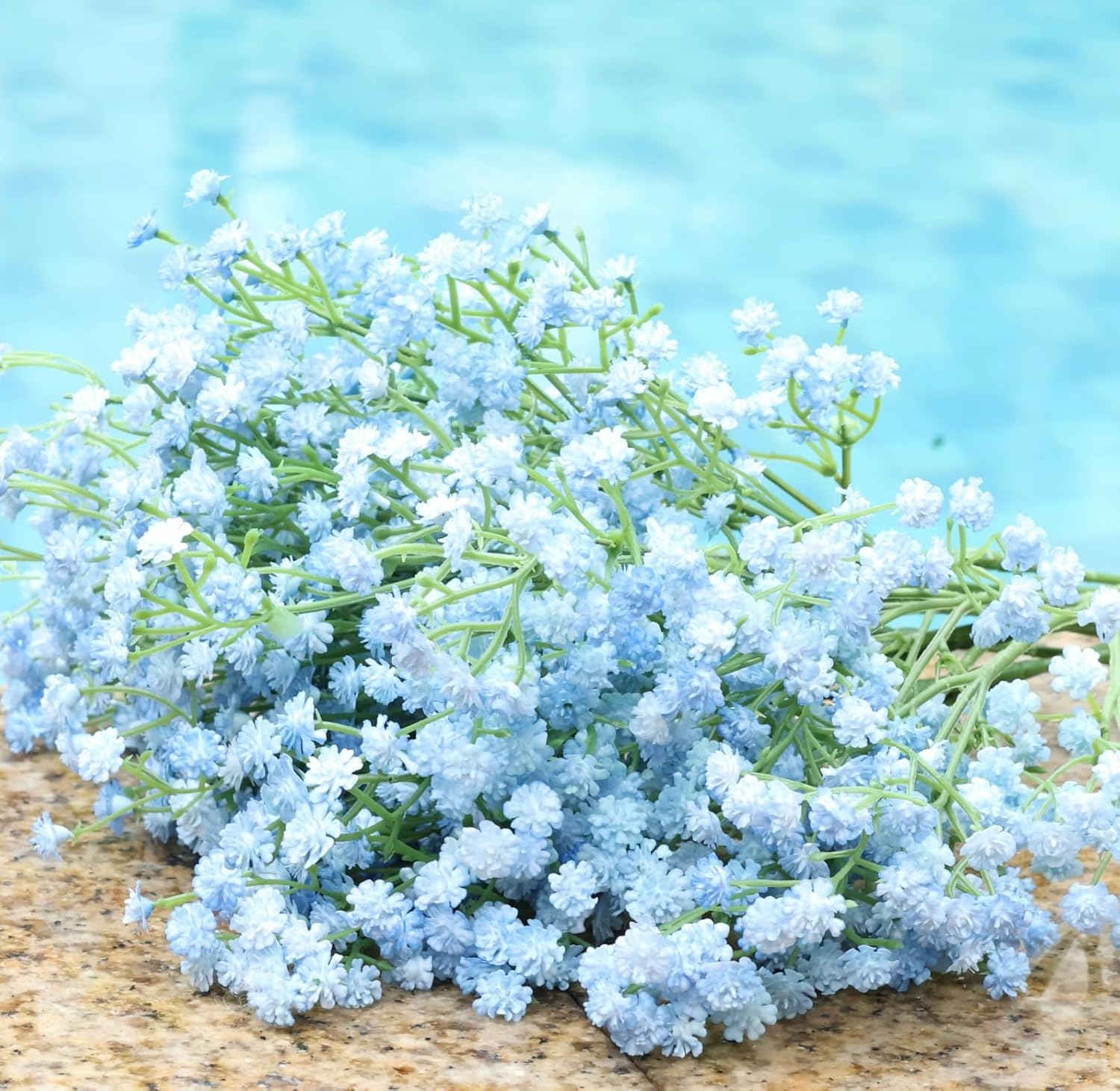 Babys Breath Artificial Flowers,12 Pcs Fake Babys Breath Real Touch Flowers Wedding Party Home Garden Decoration - Artificial for Decoration (Blue) - Image 8