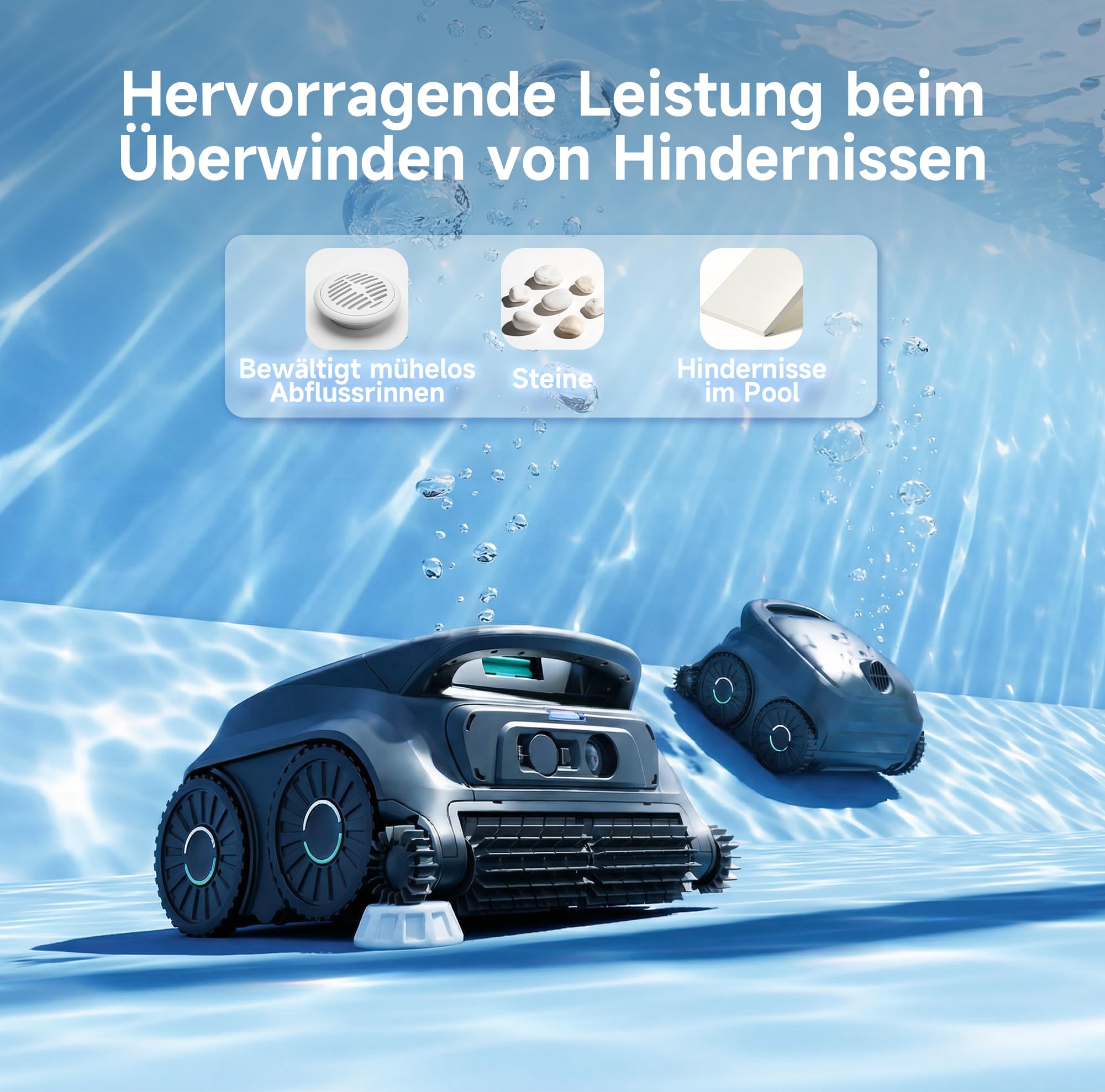 WYBOT B1 Akku-Poolroboter für kleine Pools, Leichter intelligenter Poolreinigungsroboter mit App-Steuerung, Wand- und Bodenabdeckung, Zwei Seitenbürsten, bis zu 100 Minuten Laufzeit, Schwarz-Grün