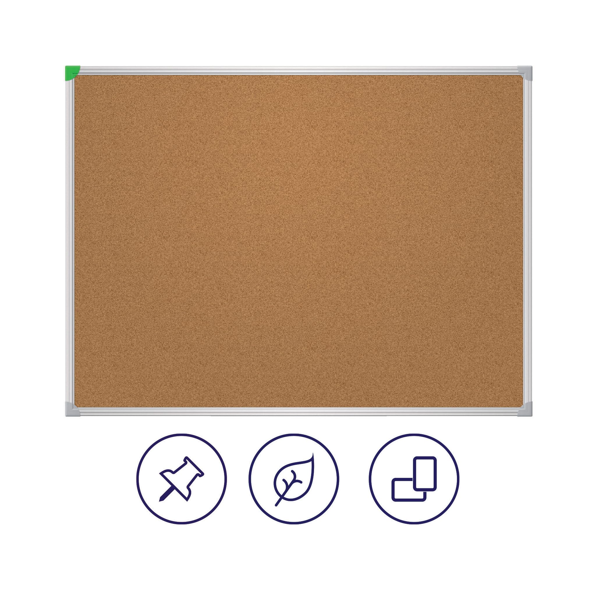 FRANKEN Korktafel U-Act!Line, 80 x 60 cm, pinnbar, mit Aluminiumrahmen, Notiztafel zur Wandbefestigung, braun, KT946080