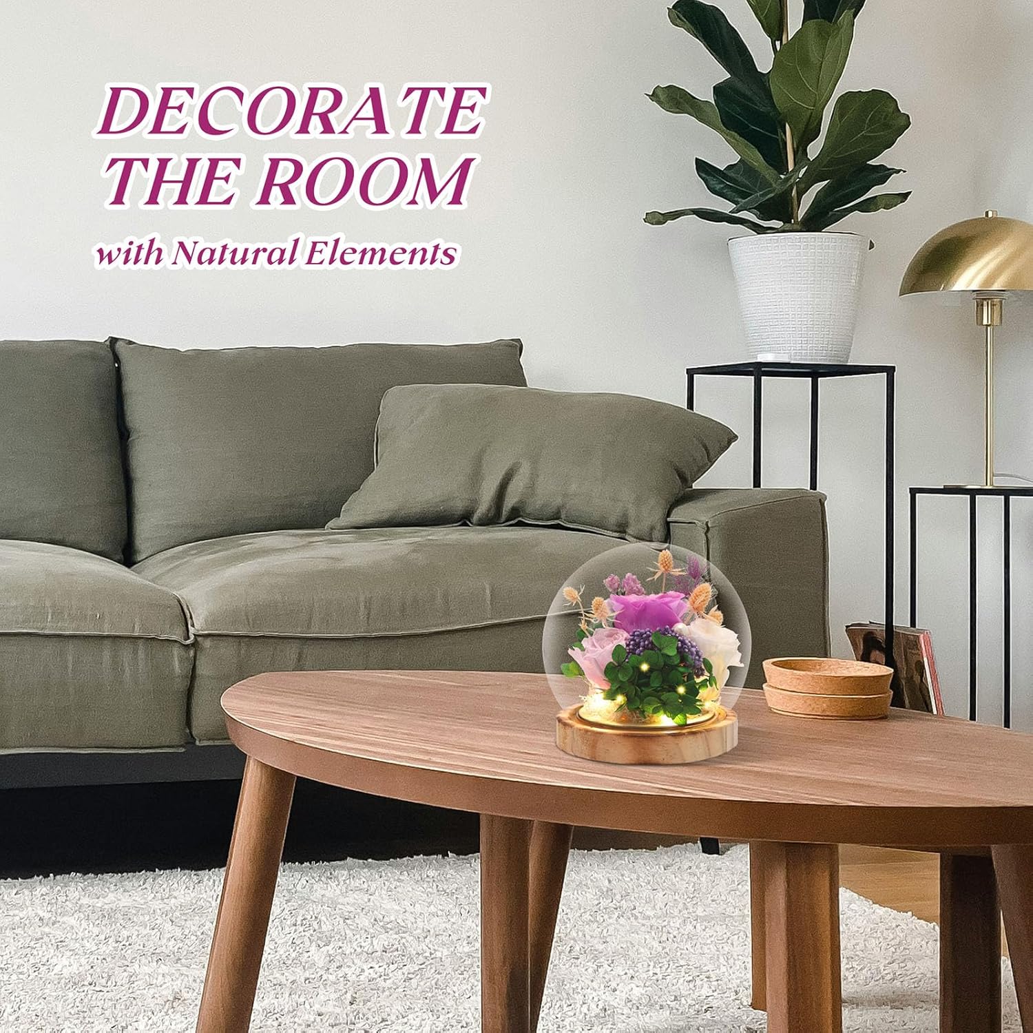 Eternal Rose Flowers, Unique Rose Preserved Flower Rose Gifts in Glass Dome for Women, Mom, Girlfriend,Home Decor Gifts for Birthday, Anniversary, Christmas, Wedding. - Image 7