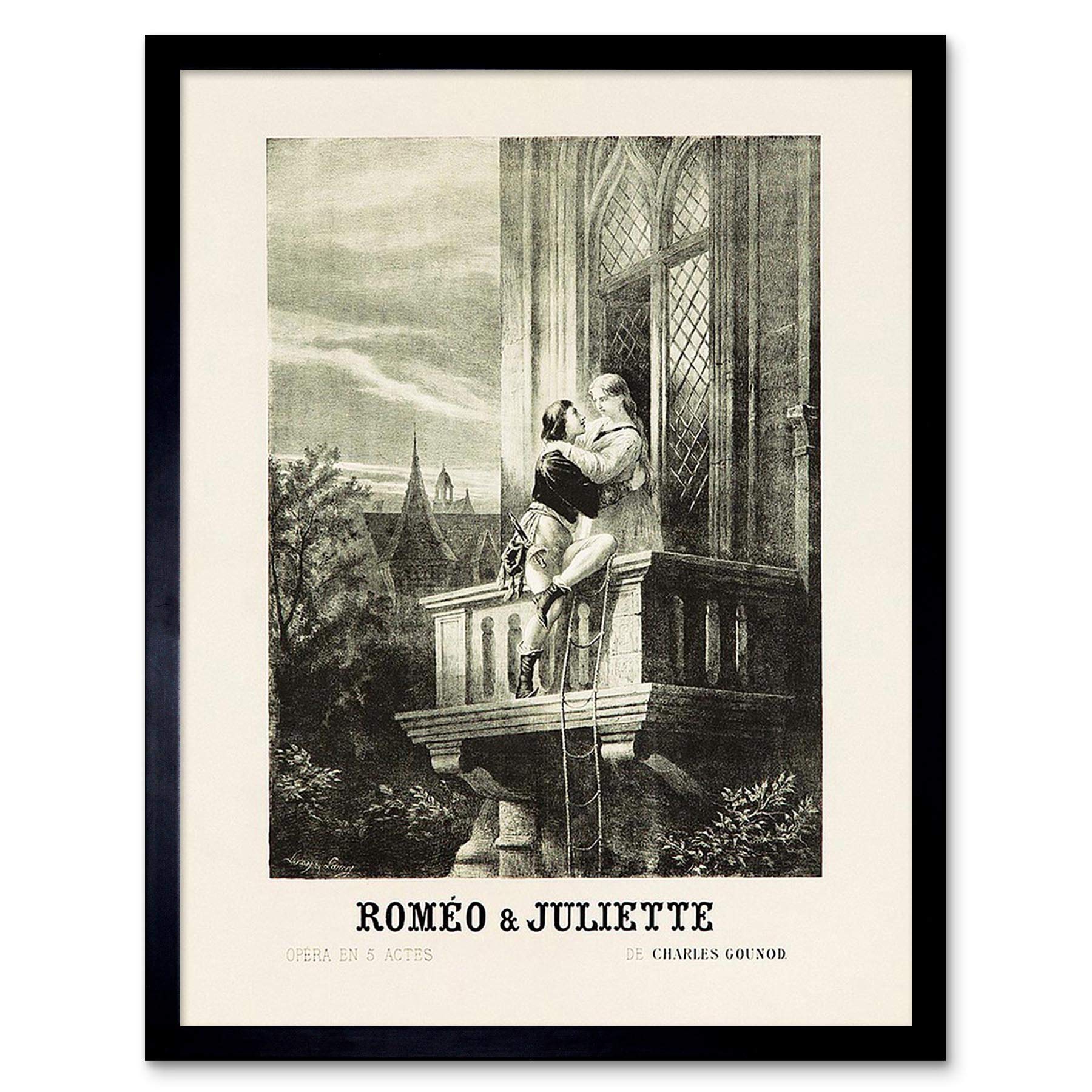 Wee Blue Coo Advert Theatre Stage Play Shakespeare Romeo Juliet France Art Print Framed Poster Wall Decor 12X16 Inch
