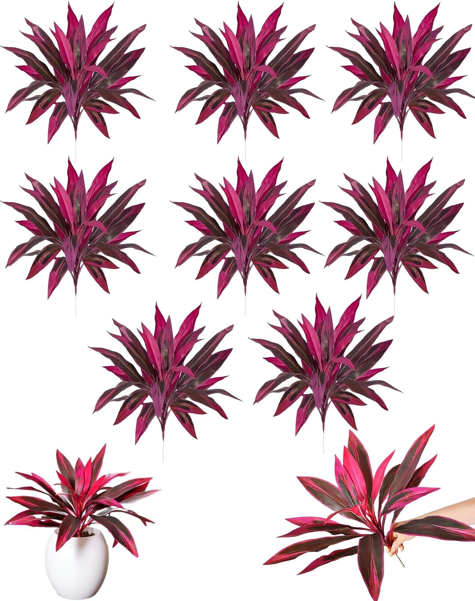 Lcpkuttr Purple 8Pcs 2Pcs Large Realistic Artificial Boston Fern Dragon's Blood Tree, R0g612(Purple 8Pcs)