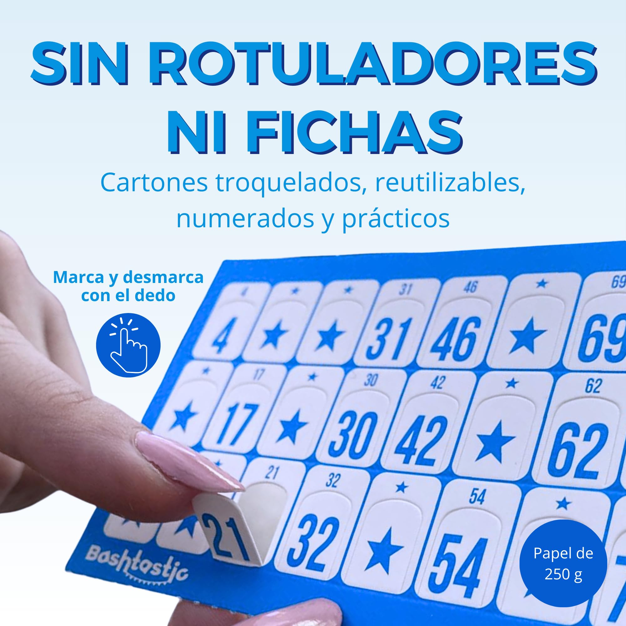 504 Cartones Bingo Troquelados - Cartones Bingo para Jugar a Bingo Juego de Mesa Adulto, Bingo Cartones 90 Bolas, Reutilizables y Todos Distintos Entre sí (Azul, 504 Cartones)