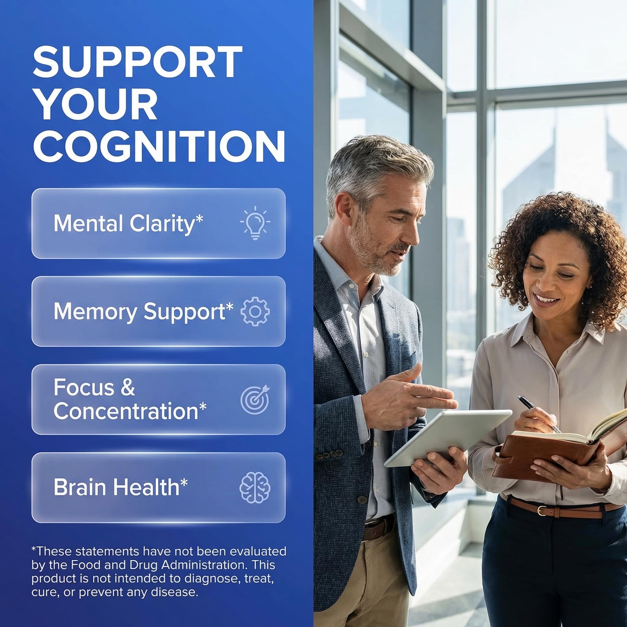 Brain Supplement Alpha GPC 300mg Phosphatidylserine Bacopa Monnieri Ginkgo Biloba Lions Mane Huperzine A L-Theanine NAC Nootropic Memory Focus Cognitive Support Vitamins B C D E 60 Capsules USA — Amazon image 2