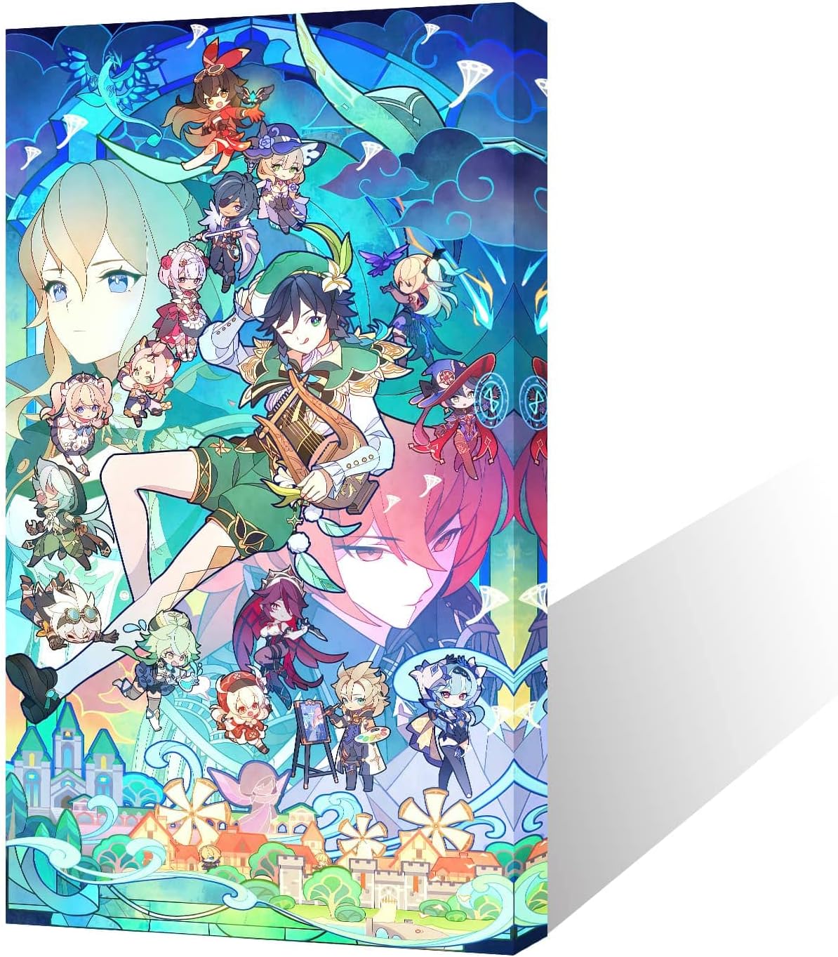 Genshin Impact Poster Venti Diluc Jane Game Posters Canvas Art Prints Picture Paintings For Home Office Living Room Bedroom Wall Decor Gift 8x14inch(20x35cm)