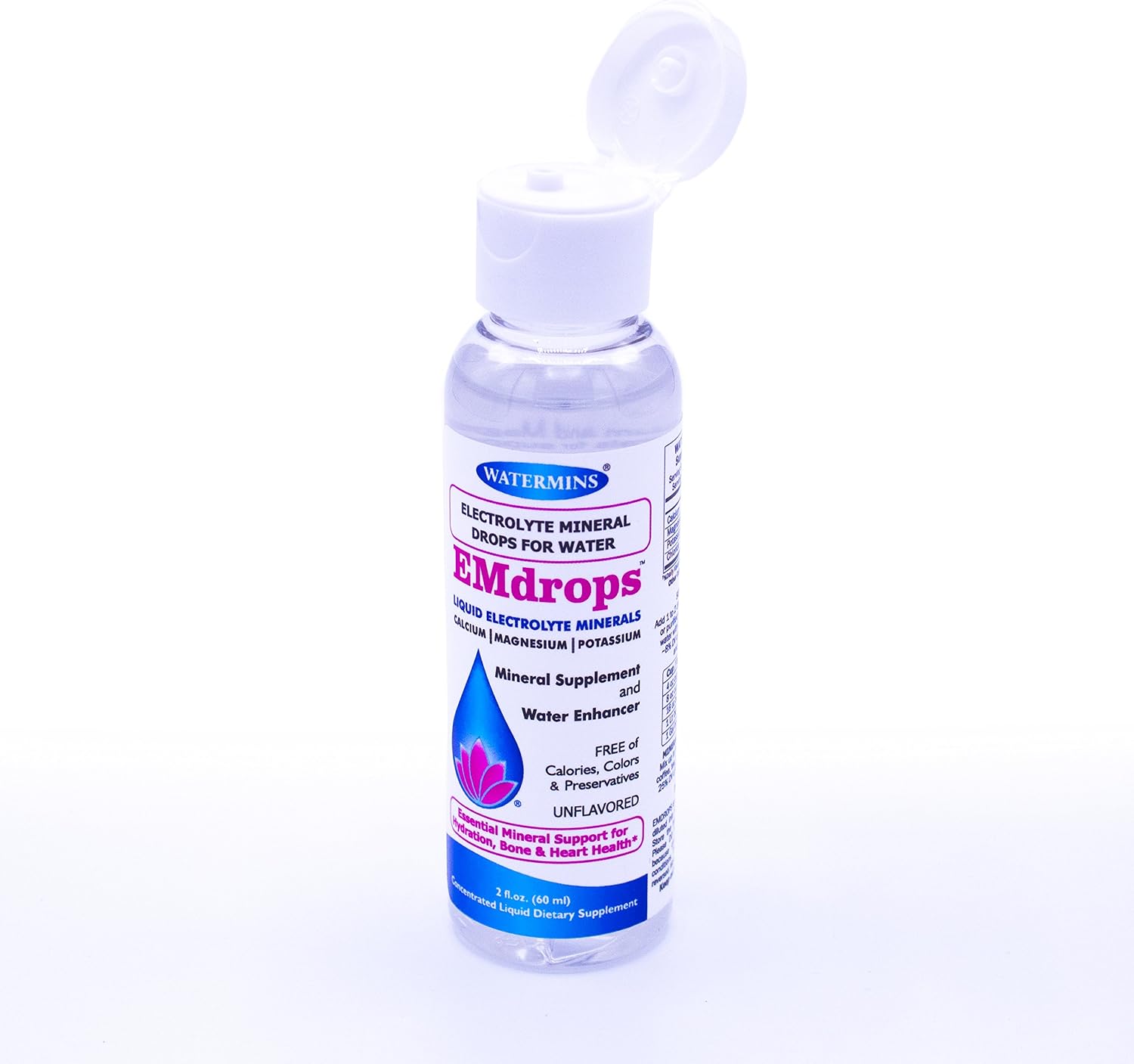 Electrolyte Water Drops 1,200 Servings! Hydration Supplement EMDROPS for Heart, Bones, Night Cramps, Keto, etc. Liquid Magnesium Calcium Potassium Unflavored Sugar Free (No Trace Minerals) 2 Bottles