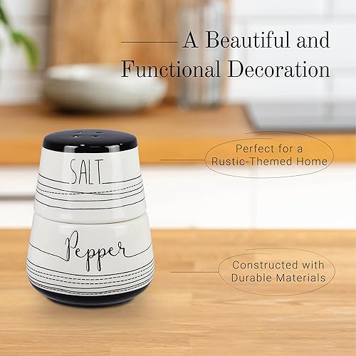 Miniatura 4 de Young's Inc. Juego de salero y pimentero de cerámica, accesorios y decoración para mesa de cocina, laguna azul náutica