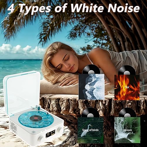 Miniatura 3 de Waves - Altavoz Bluetooth con reproductor de vinilo, tocadiscos con lámpara Lumena, reproductor de vinilo retro con luz y tiempo ajustables para