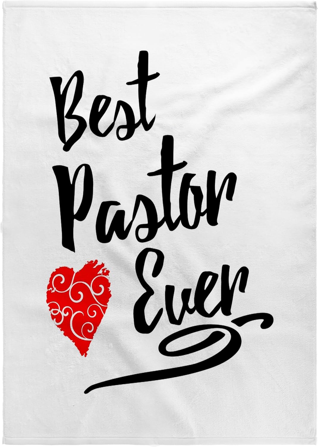 3dRose - Best Pastor Ever Design in Black Script with Red Heart Motif - Towel - (twl-241103-2)