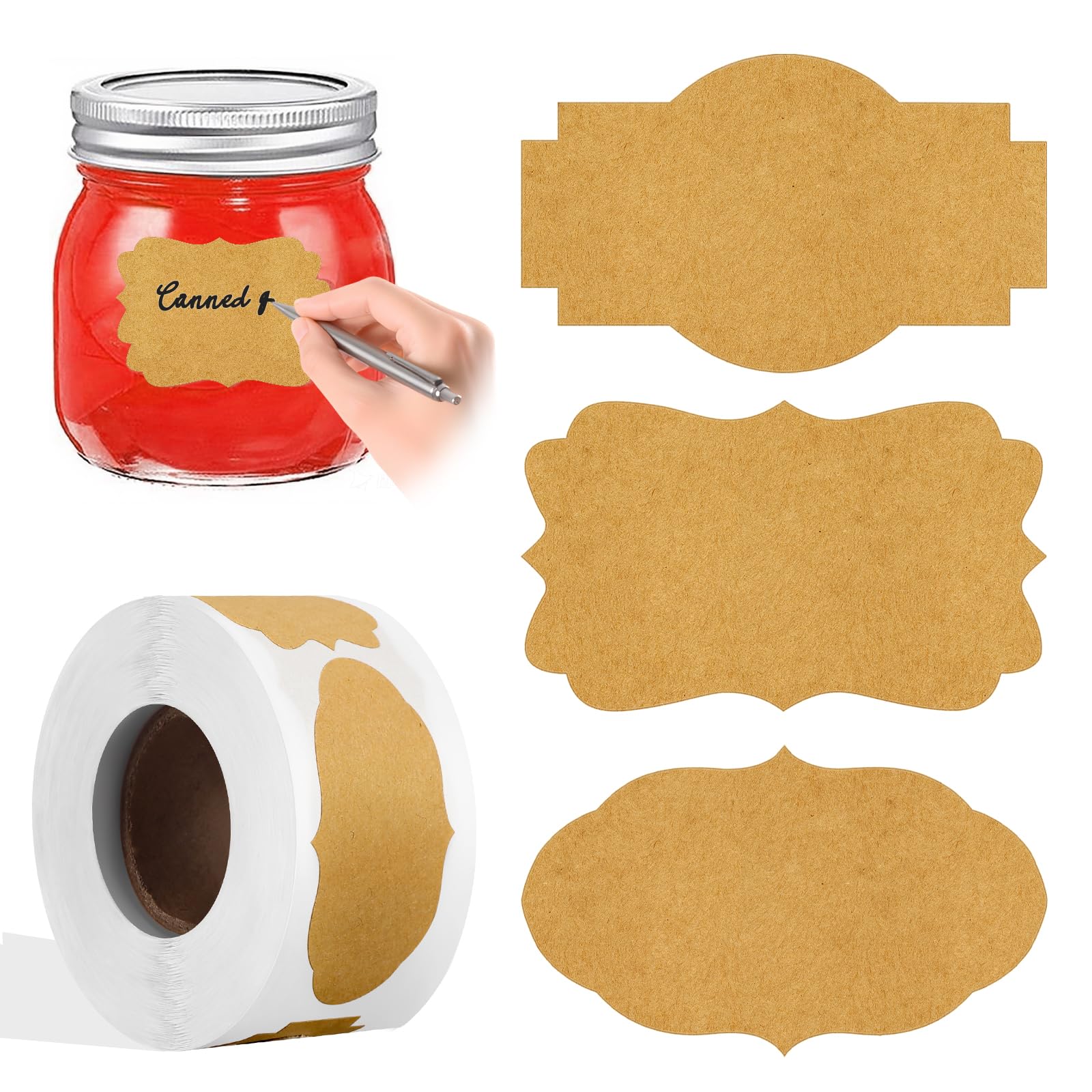 Cofvetia Pack of 300 Kraft Label Stickers, Gift Bags, Self-Adhesive Stickers Labelling, Perfect for Gift Stickers for Jam Jars, Envelopes (30 x 50 mm)