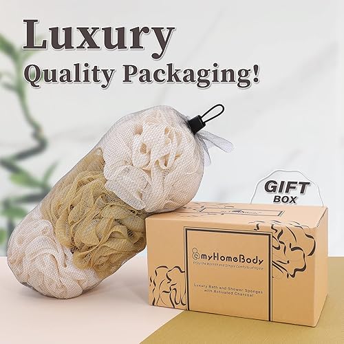 Miniatura 6 de myHomeBody Esponja de lufa de 2.16 onzas, exfoliante corporal, esponja de baño, esponja para mujeres, hombres, esponja exfoliante para ducha con