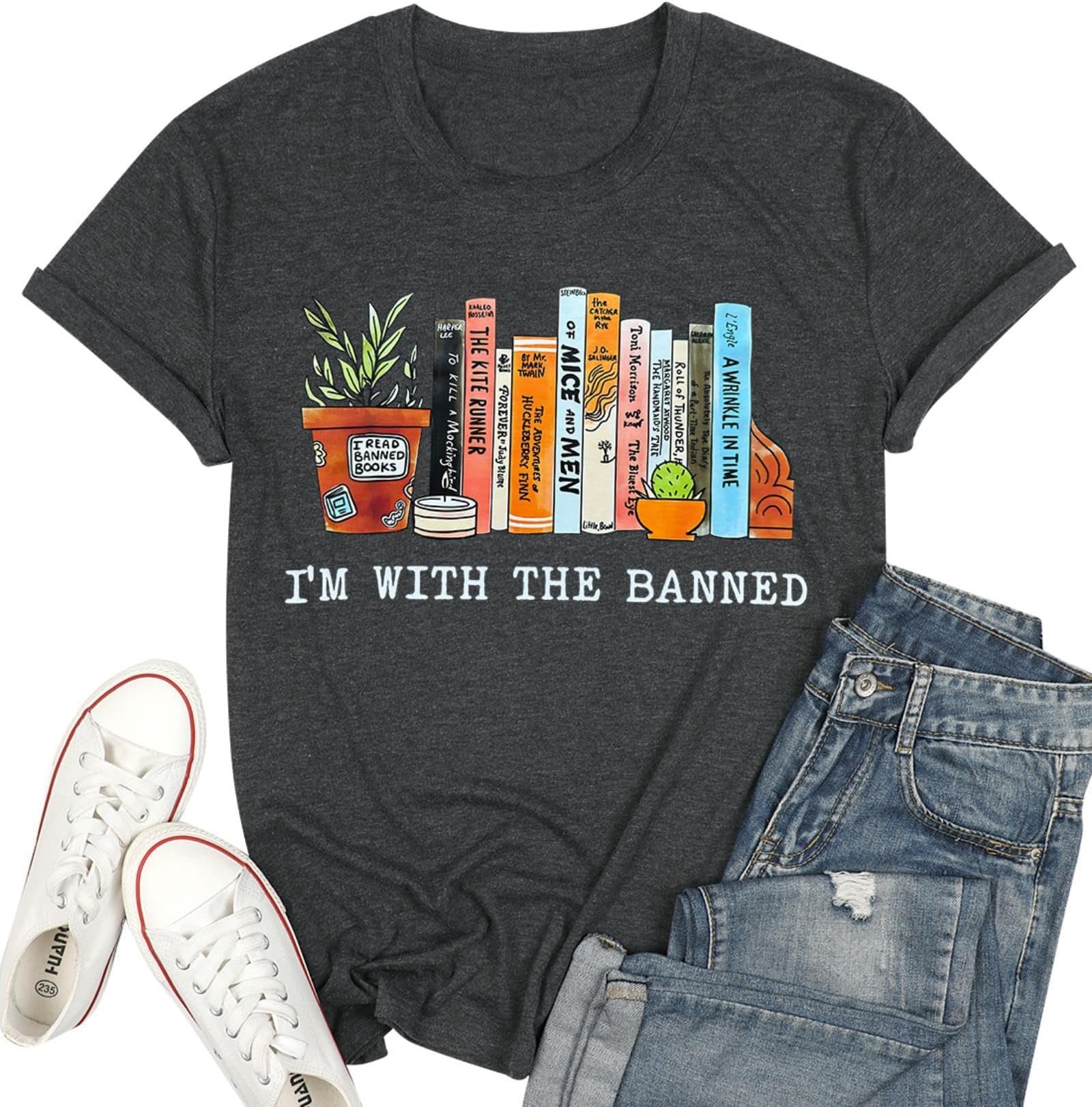 FYAPHIONBooks Shirts for Women Reading Tshirts Gifts for Teacher Bookworm Readers Librarian Bibliophile Tee Tops S-XXL