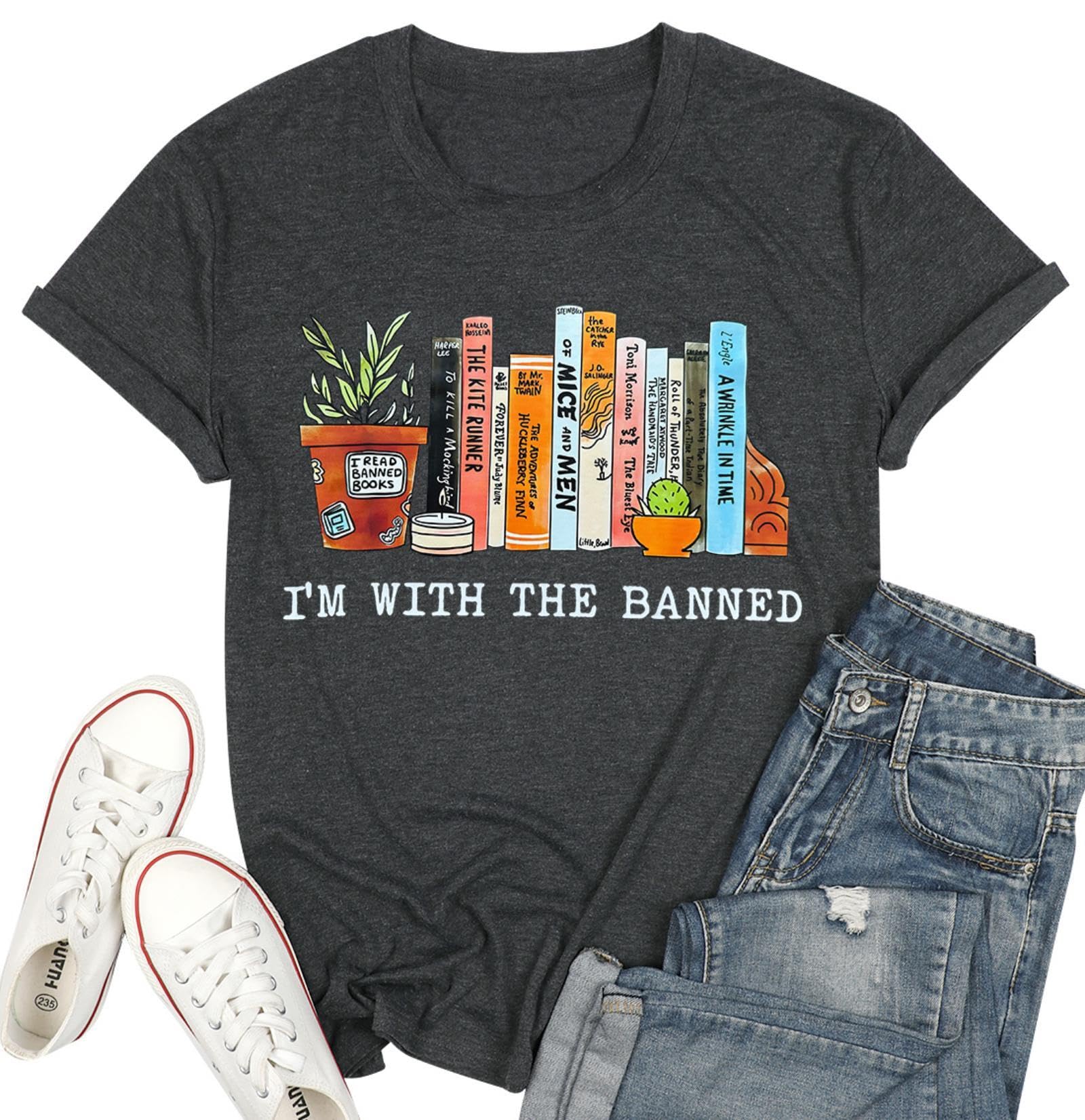 FYAPHIONBooks Shirts for Women Reading Tshirts Gifts for Teacher Bookworm Readers Librarian Bibliophile Tee Tops S-XXL