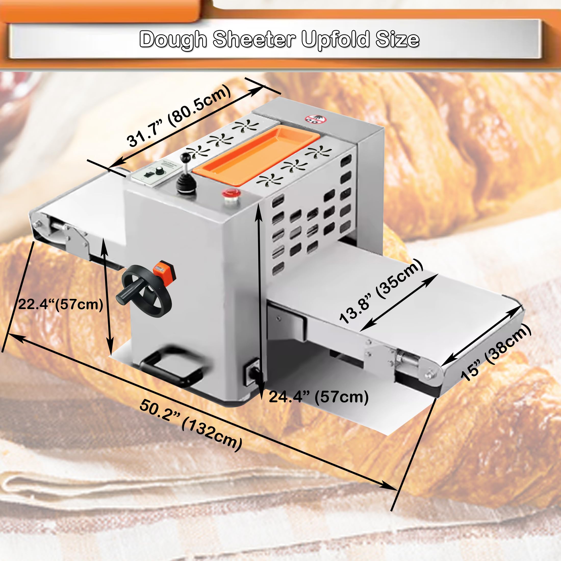 INTSUPERMAI Commercial Dough Sheeter Reversible Countertop Dough Press Machine 49.2