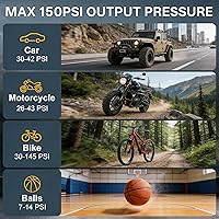 Vista 8 de YUNGTEE Inflador de neumáticos amarillo, bomba de inflado de doble cilindro resistente, bomba de inflado de accionamiento directo, bomba