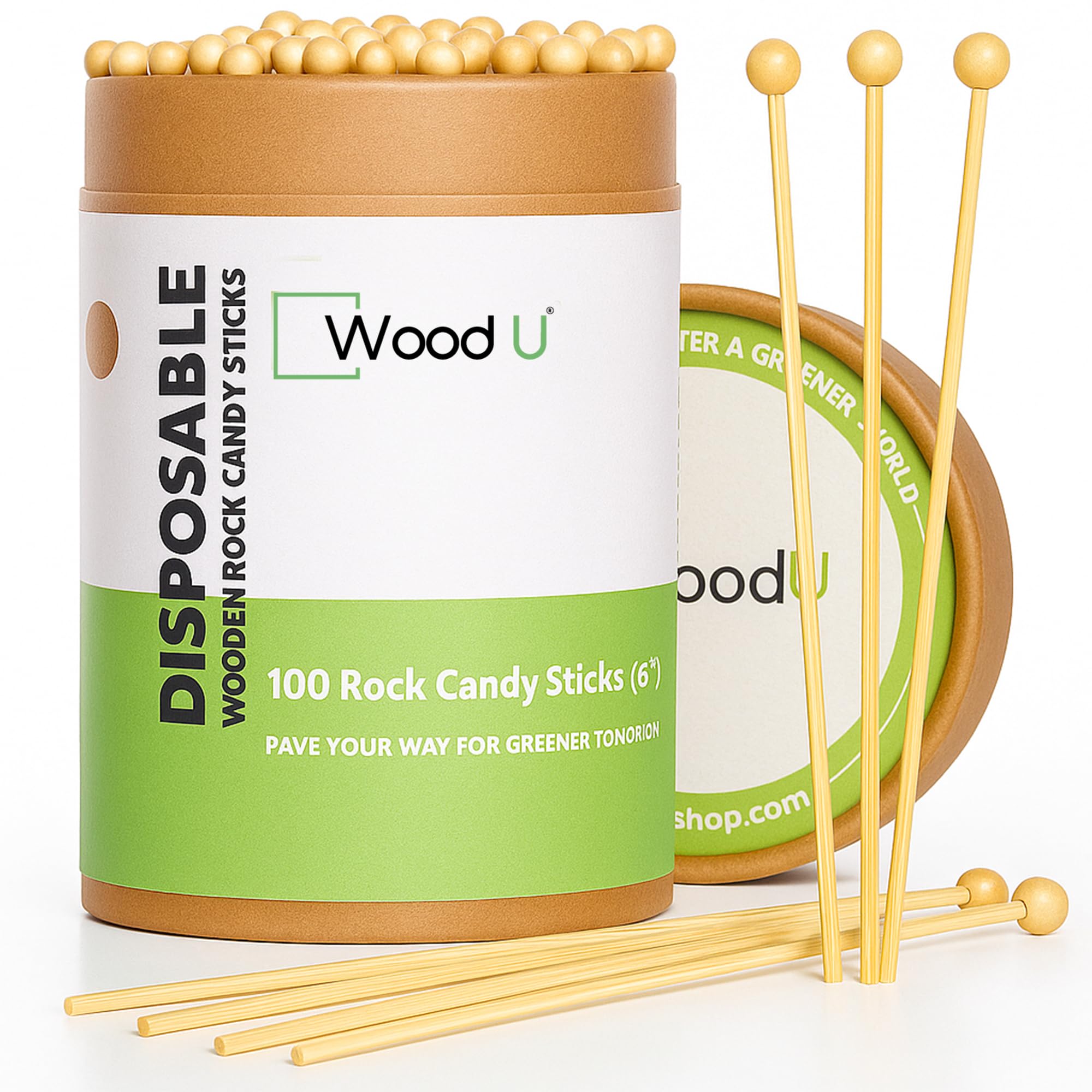 Wooden Candy Sticks 6" 100 Pcs - Disposable Bamboo Skewers for BBQ - Appetizer Picks for Parties