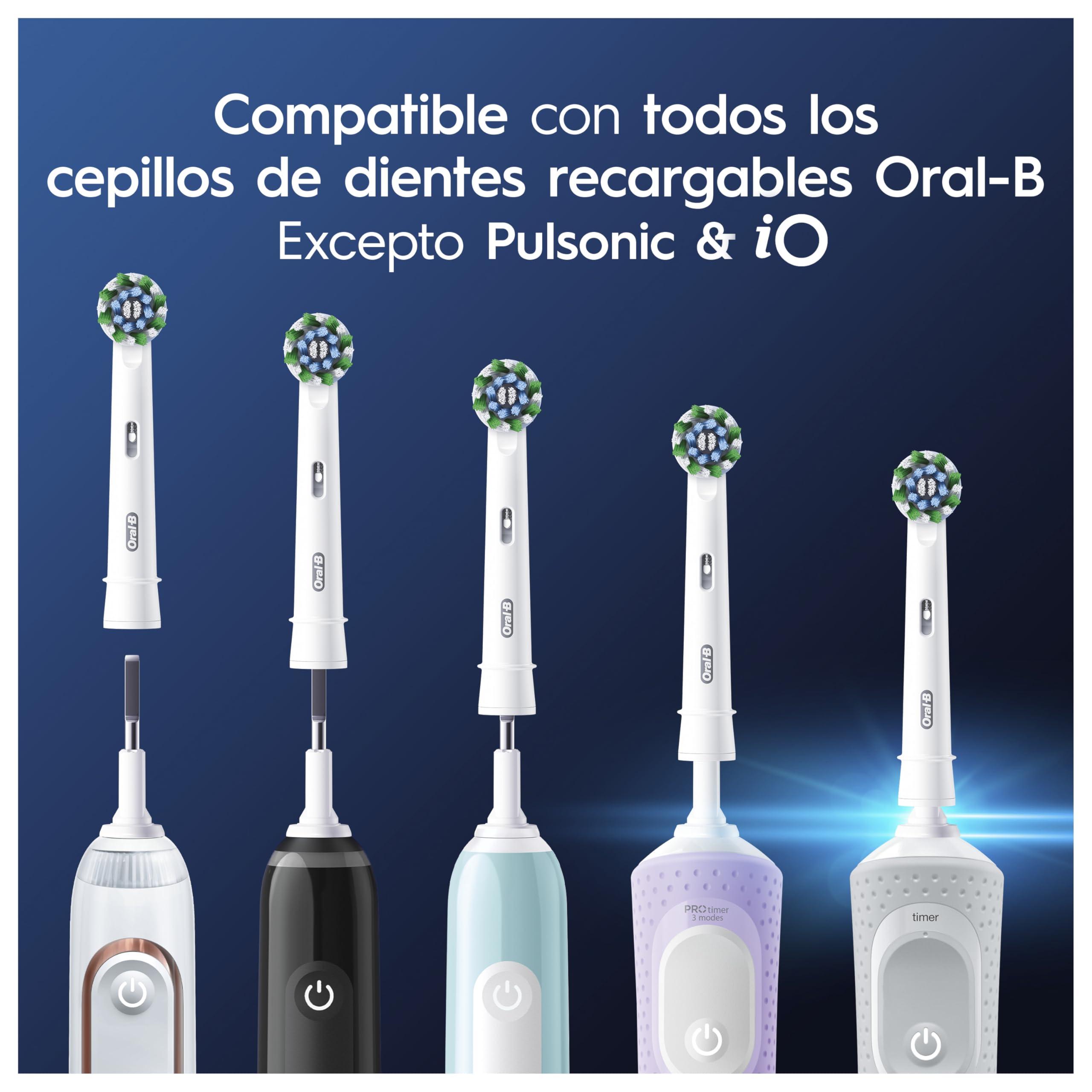 Oral-B Pro CrossAction Cabezales de Recambio Originales, Blanco, Pack de 16 | Recambios para Cepillo Eléctrico Oral B Pro, con Indicador de Uso y Filamentos en Forma de X para Una Limpieza Profunda