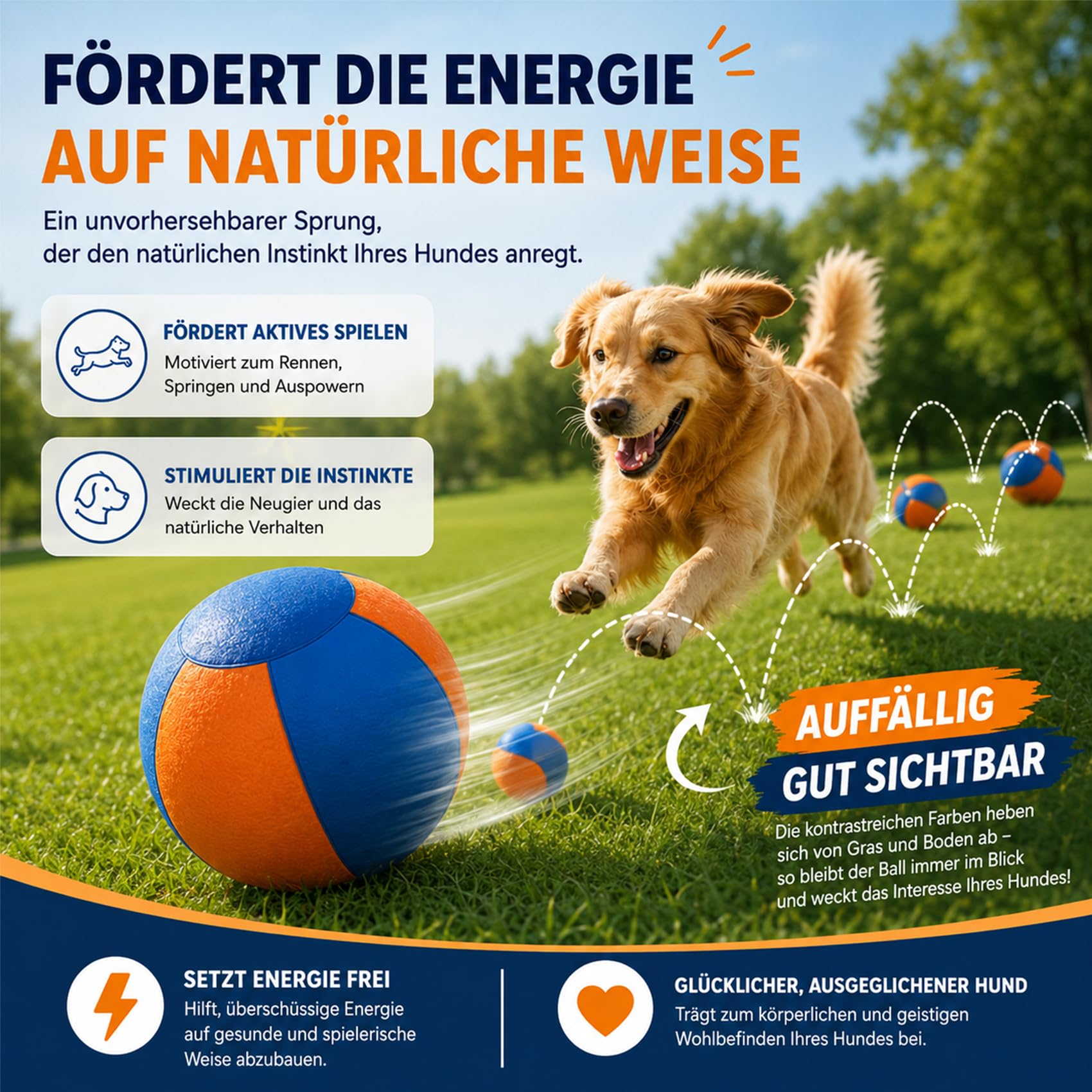 Norden Treibball, 2026 Neu Lentiva Treibball, Riesiger Aufblasbarer Tennisball, Geeignet für MittelgroßE Bis Große Hunde, Langlebig und Kratzfest mit Griff Zum Spielen und üBen (Typ C,M (45cm))