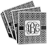 Vista 3 de Carpeta personalizada de 3 anillas de damasco con monograma - 1 pulgada