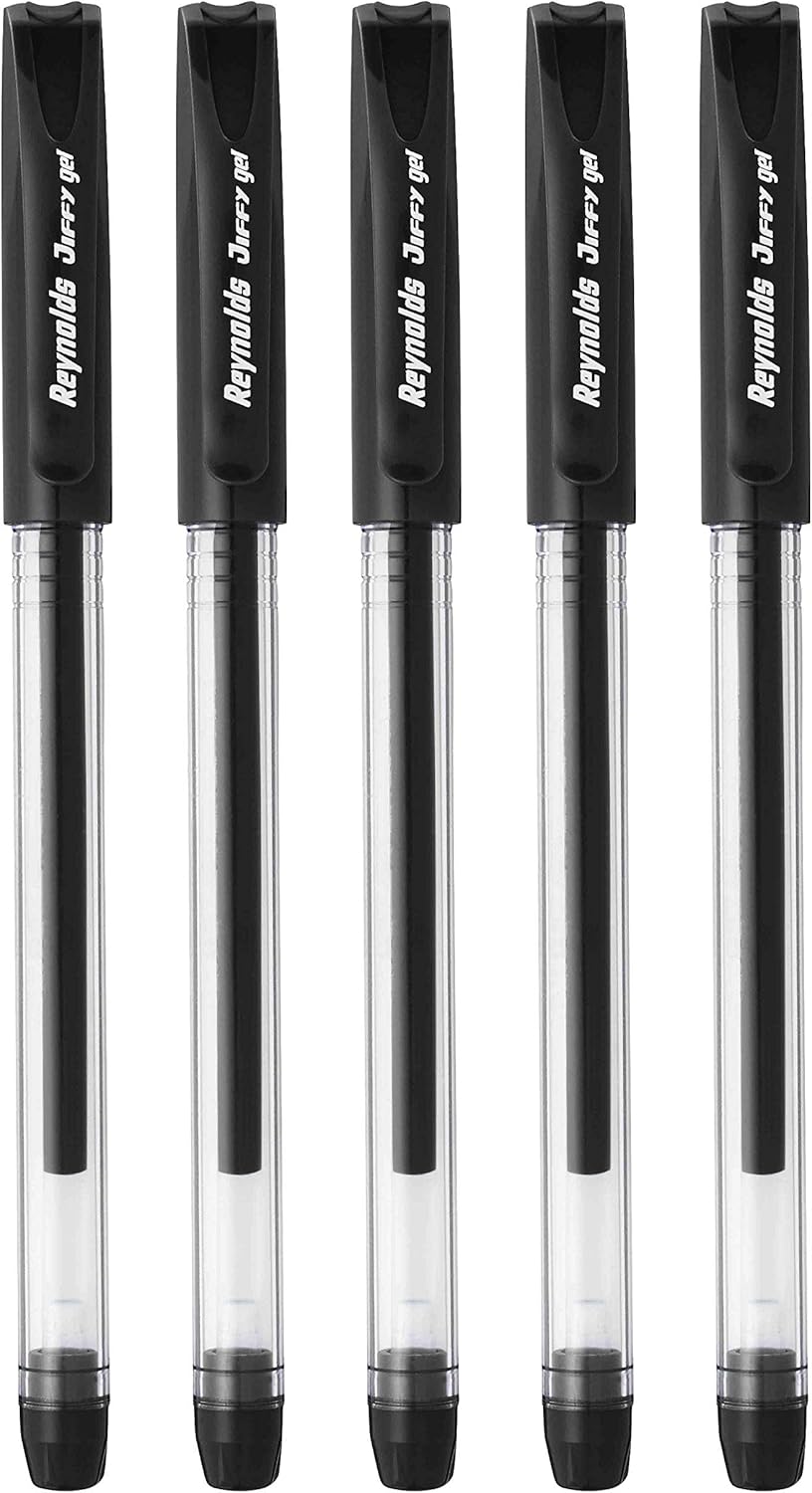 Reynolds Jiffy 0.5mm Needle Point Gel Pens Black Ink - Pack of 40 (Ship From India)