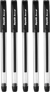 Reynolds Jiffy 0.5mm Needle Point Gel Pens Black Ink - Pack of 40 Ship From India