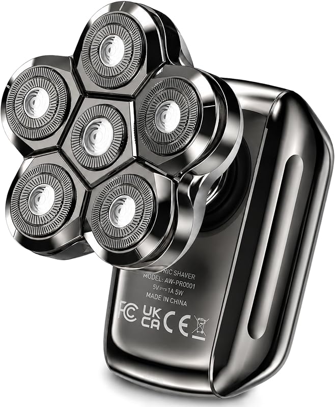 Electric Head Shaver for Bald Men: Waterproof Cordless Electric Razor for Bald Head & Hair Shaving - Close Shave, Skin-Friendly, 360° Full Coverage & Effortless Control, Easy to Clean, Wet & Dry Use