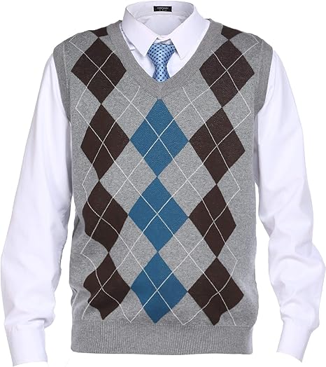 Amazon Co Jp Coofandy ニットセーター ニットベスト 薄手 Vネック メンズ セーターベスト トップス アーガイル 春服 メンズセーター カジュアル 通勤 通学 春秋 家庭洗濯ok 服 ファッション小物