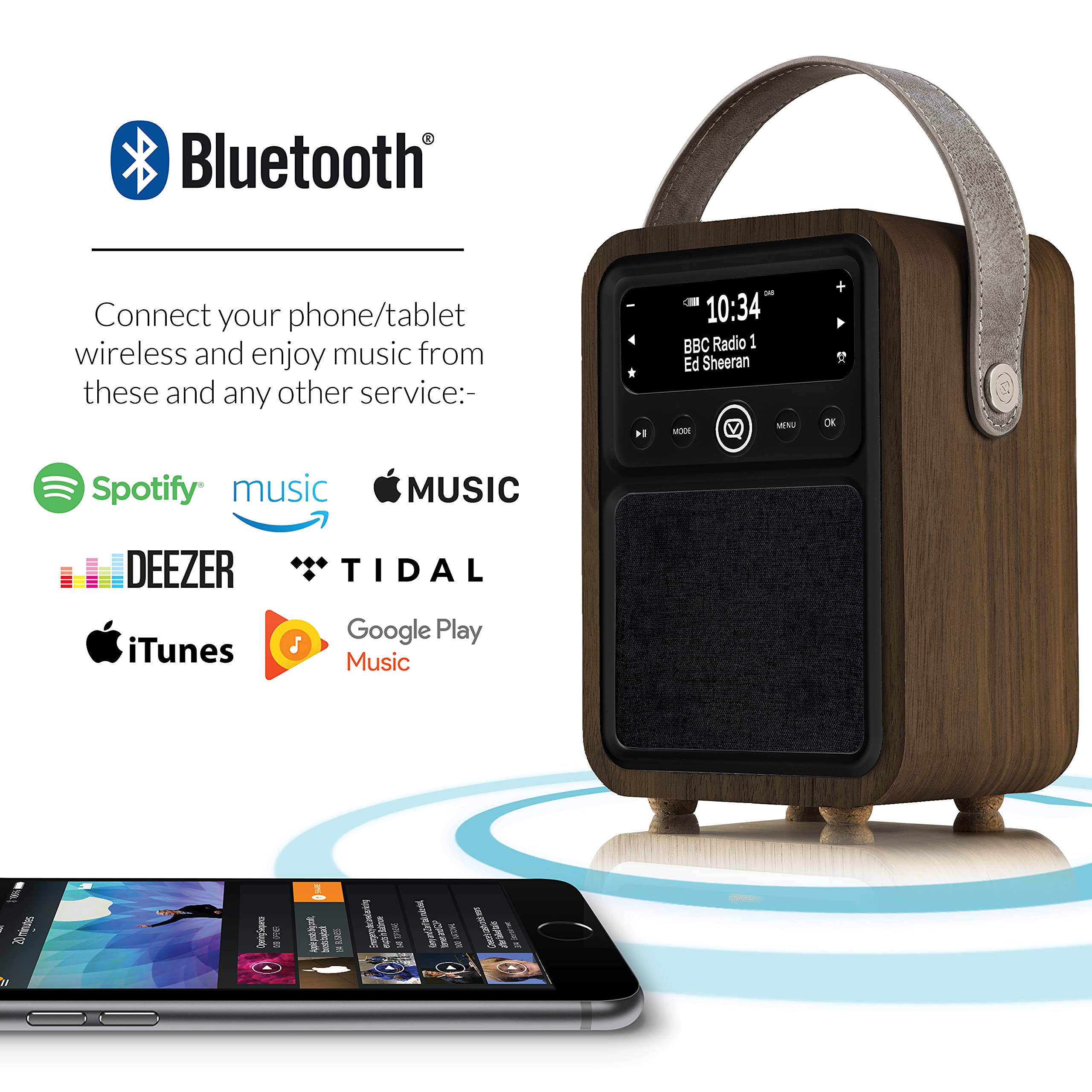 VQ Monty DAB Radio with Bluetooth, Radio Alarm Clock with FM