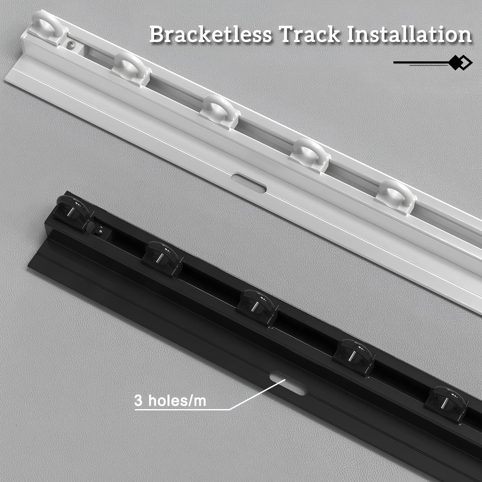 Binario da soffitto ultra sottile per tende da sole e finestre a bovindo, montaggio a parete, guida in alluminio regolabile 60-600 cm (bianco, 440 cm/4 x 110 cm)
