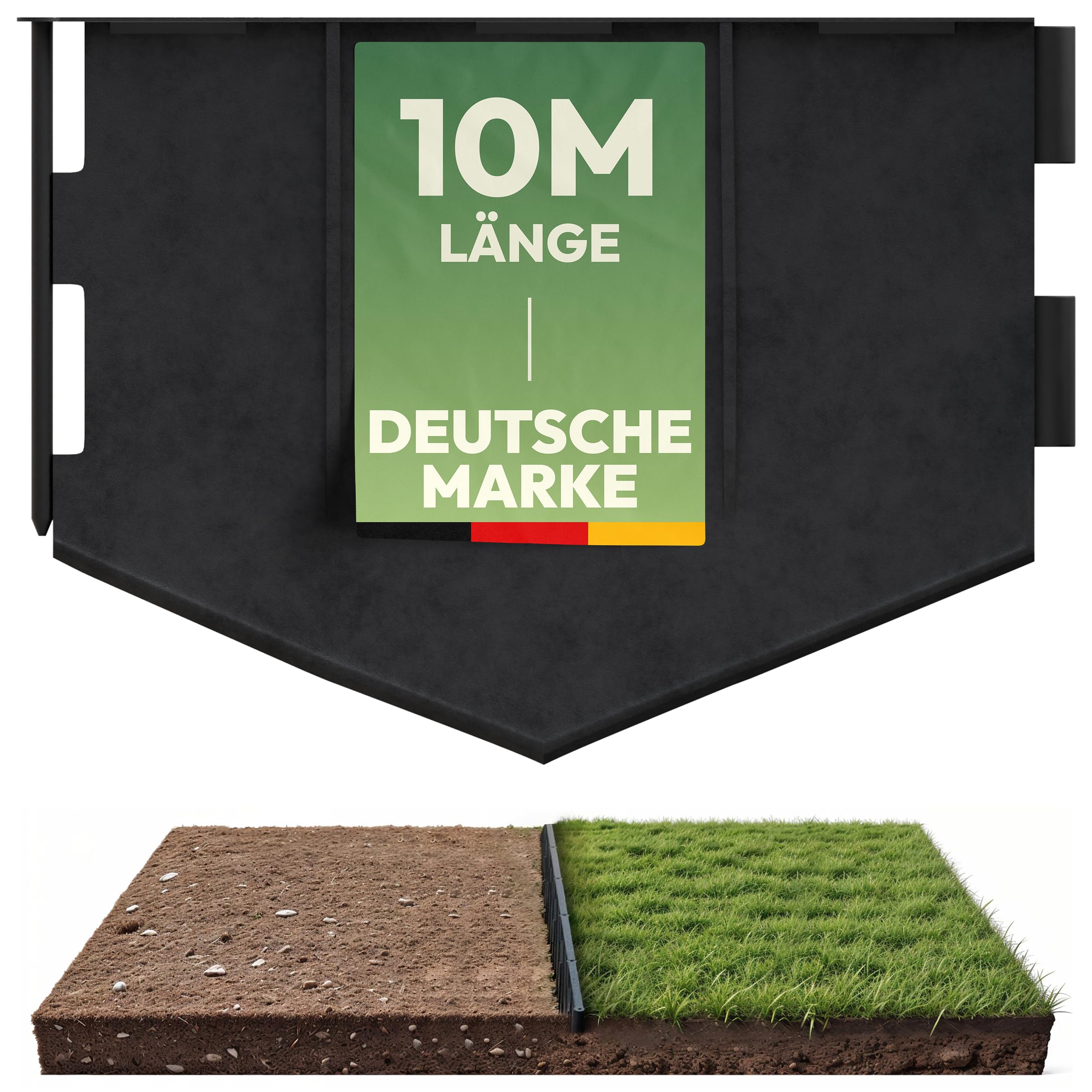 Flexible Rasenkante - 10 Meter - Beeteinfassung, Rasenkante Kunststoff, Mähkante, Beetbegrenzung, Beetabgrenzung, Rasenkantensteine, Rasenbegrenzung, Rasen abgrenzung