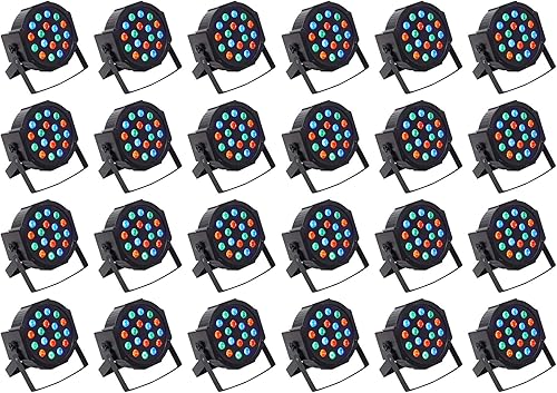(24) Rockville RockPAR50 LED RGB Compact Par Can DJ/Club DMX Wash Light+Dual Bracket