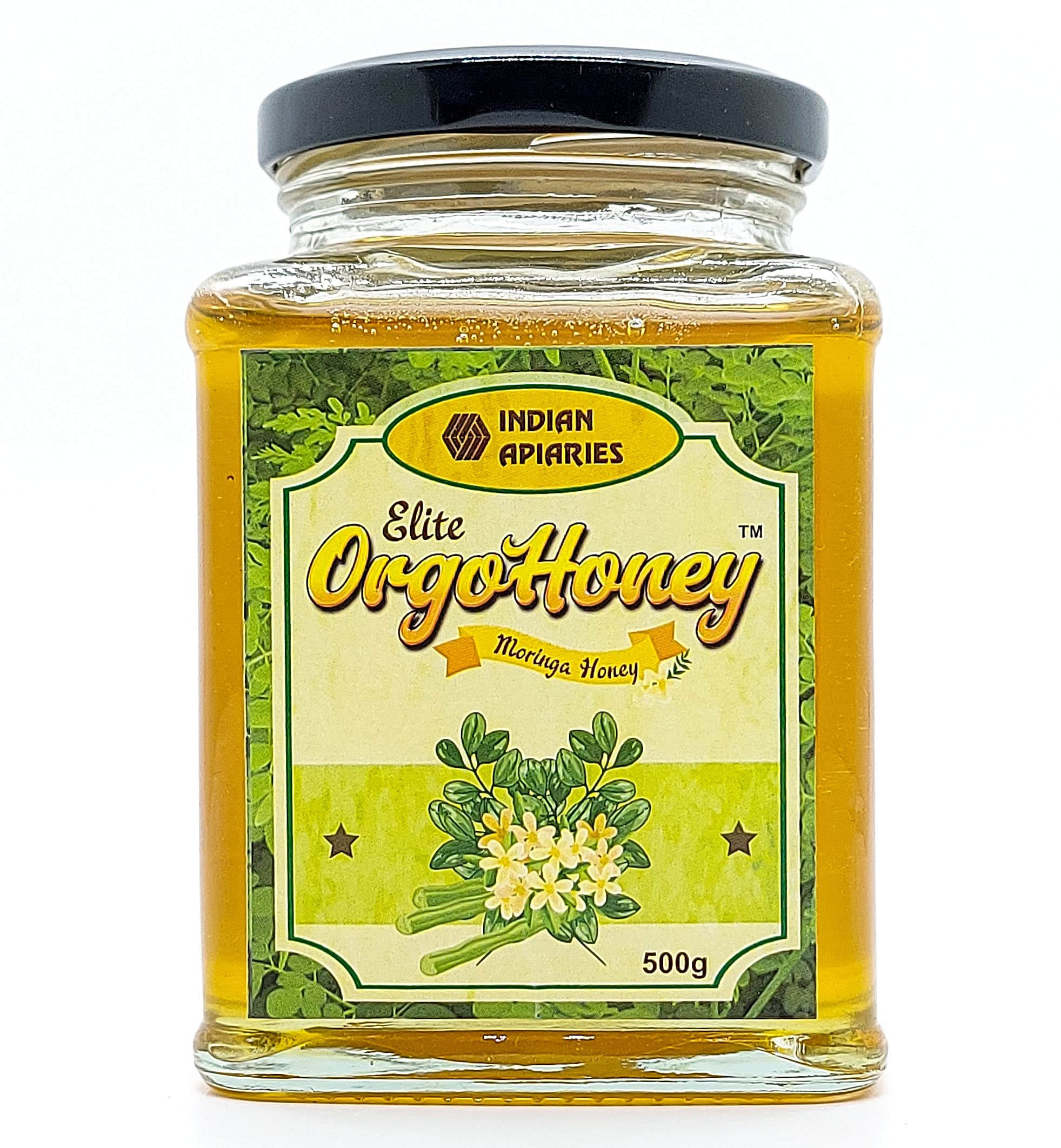 Elite OrgoHoney Organic Pure Moringa Honey Natural Raw Honey | Honey with Huge Medicinal Value | No Preservatives | No Added Sugar | Monofloral (500g)