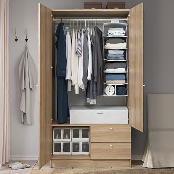 Ikea VILHATTEN wardrobe with 2 doors and 2 drawers, oak effect