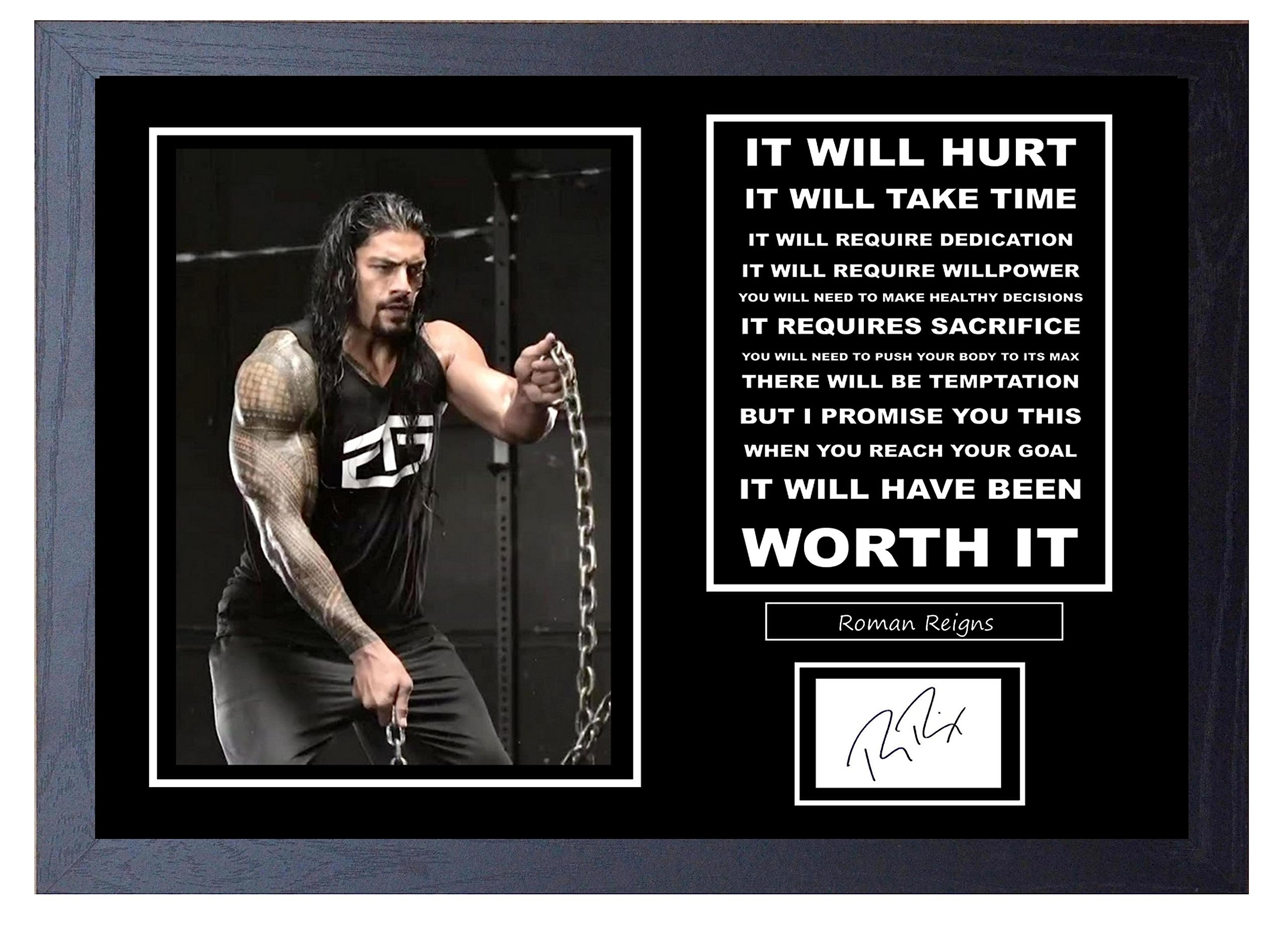 Stunning Quality Roman Reigns Signed/Autographed Print. Wrestling. (A4 Framed 34cm x 24cm)