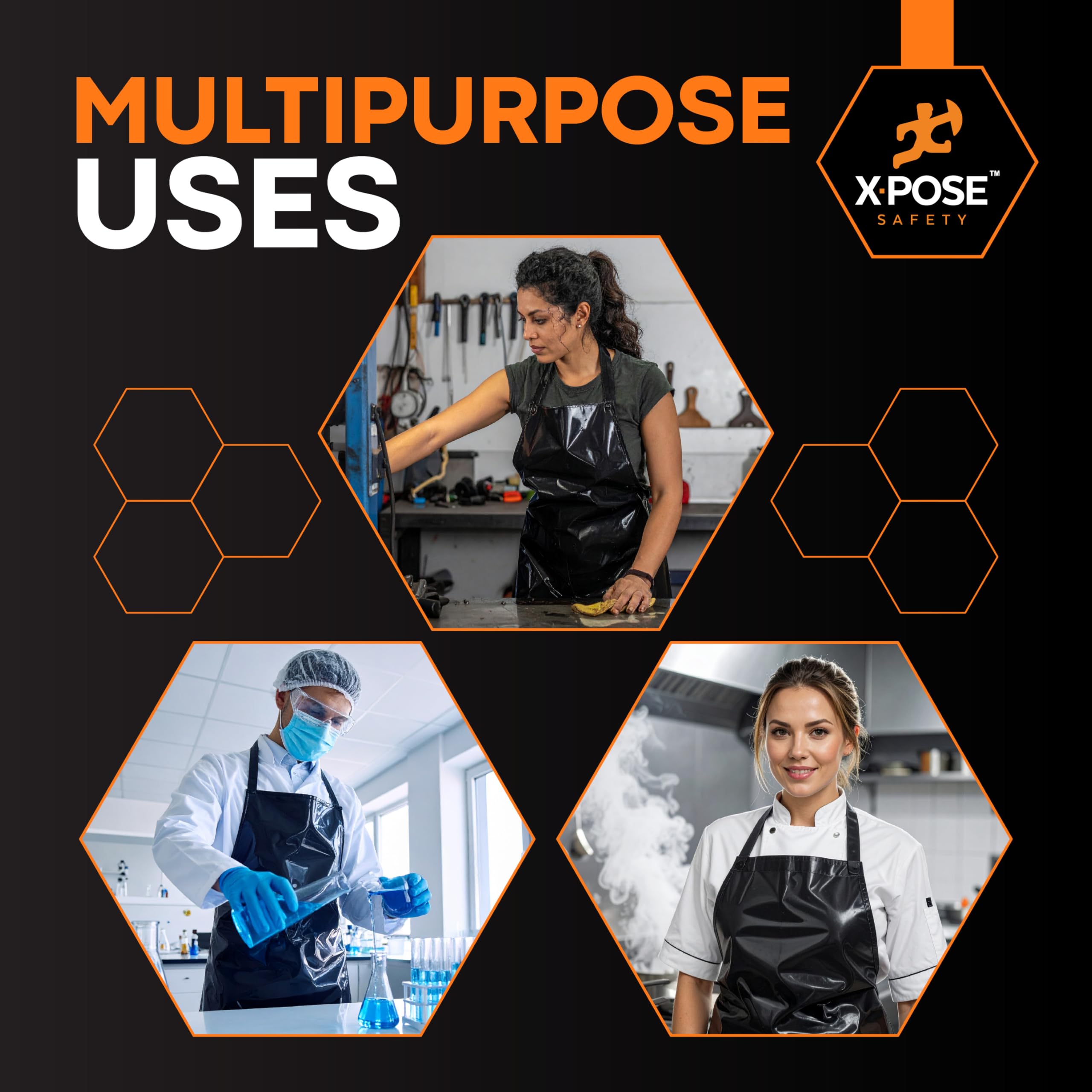 Xpose Safety Heavy Duty Vinyl Apron - Industrial Grade Waterproof Material For Ultimate Protection, Lab Work