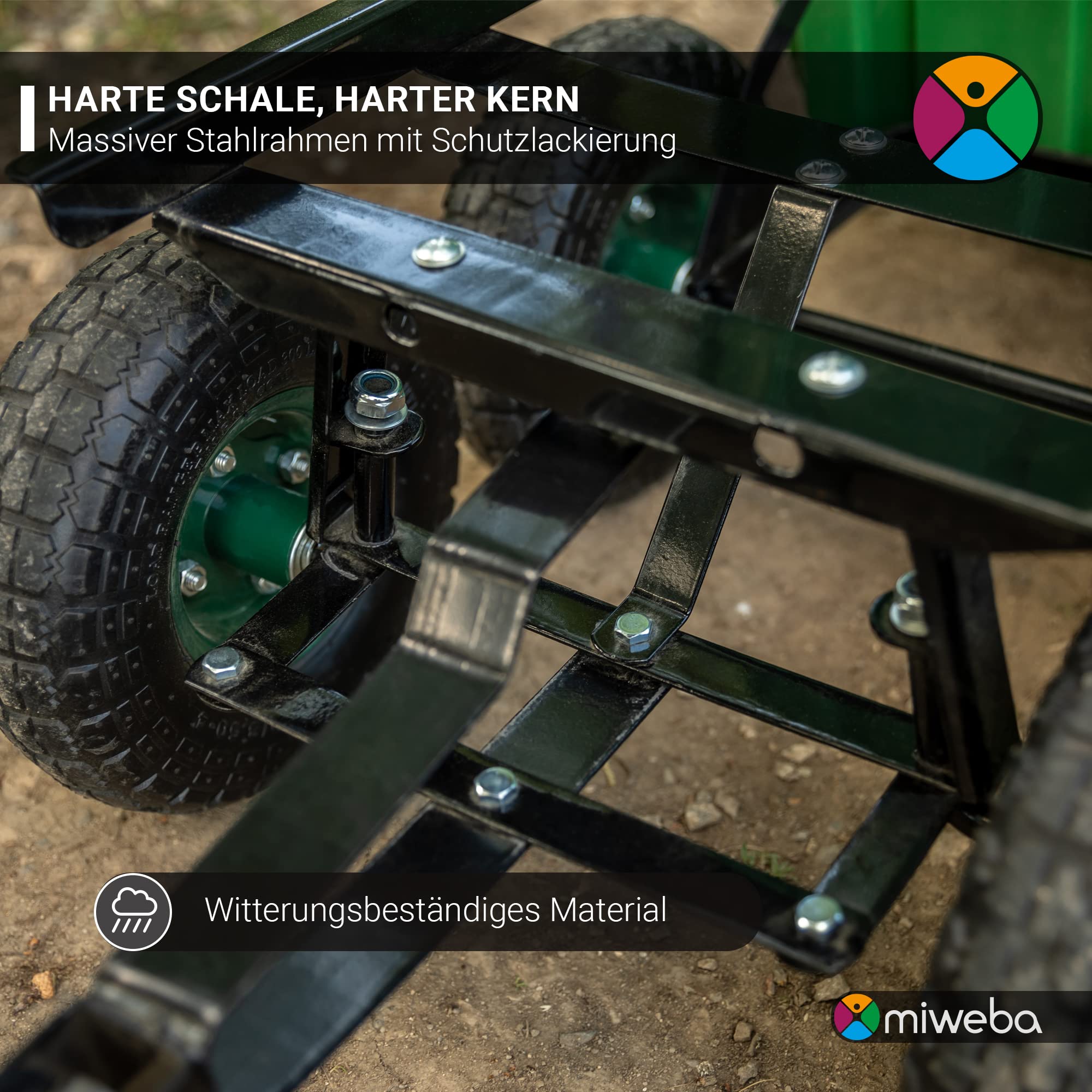 Miweba Bollerwagen Dumper | 𝟑𝟎𝟎 kg Traglast - Luftreifen - Volumen 75 L - Kippfunktion - Sackkarre - Schubkarre - Transportwagen - Kinderwagen - Handwagen - Gartenwagen - Wagen - Kippwagen (Rot)