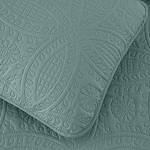 Miniatura 6 de Chezmoi Collection Liam Spa - Juego de edredón tamaño Queen en una bolsa, edredón ligero con patrón de moneda de 7 piezas con sábanas, fundas de