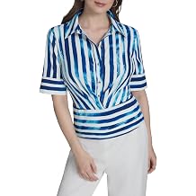 H Halston Womens Short Sleeve Collared Button Front Top