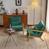 Vista 27 de VINGLI Silla de Acento Moderna de Chenilla de Mediados de Siglo, Linda Silla de Lectura con Brazos con Cojín y Almohada Lumbar y Marco de Madera