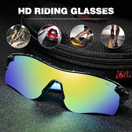 Miniatura 5 de Bevi Lentes de sol deportivos polarizados TR90, marco duradero y ultraligero para hombres y mujeres, béisbol, correr, ciclismo, golf