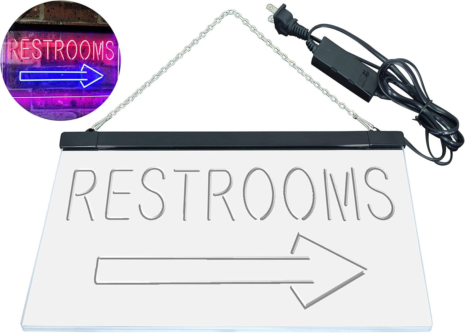 ADVPRO Restroom Arrow Point to Right Toilet Dual Color LED Neon Sign Blue & Red 12" x 8.5" st6s32-m2049-br