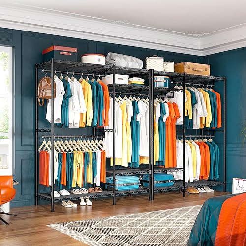 Miniatura 4 de Raybee Perchero de 77 pulgadas perchero resistente de 650 libras perchero de metal para colgar ropa perchero comercial resistente y resistente con